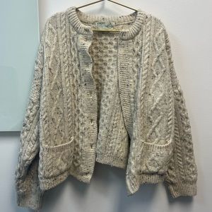Inisfree Vintage Irish Wool Fisherman Cardigan Sweater